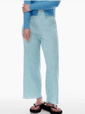 Wilfred Blue Gingham Wide-Leg Pants